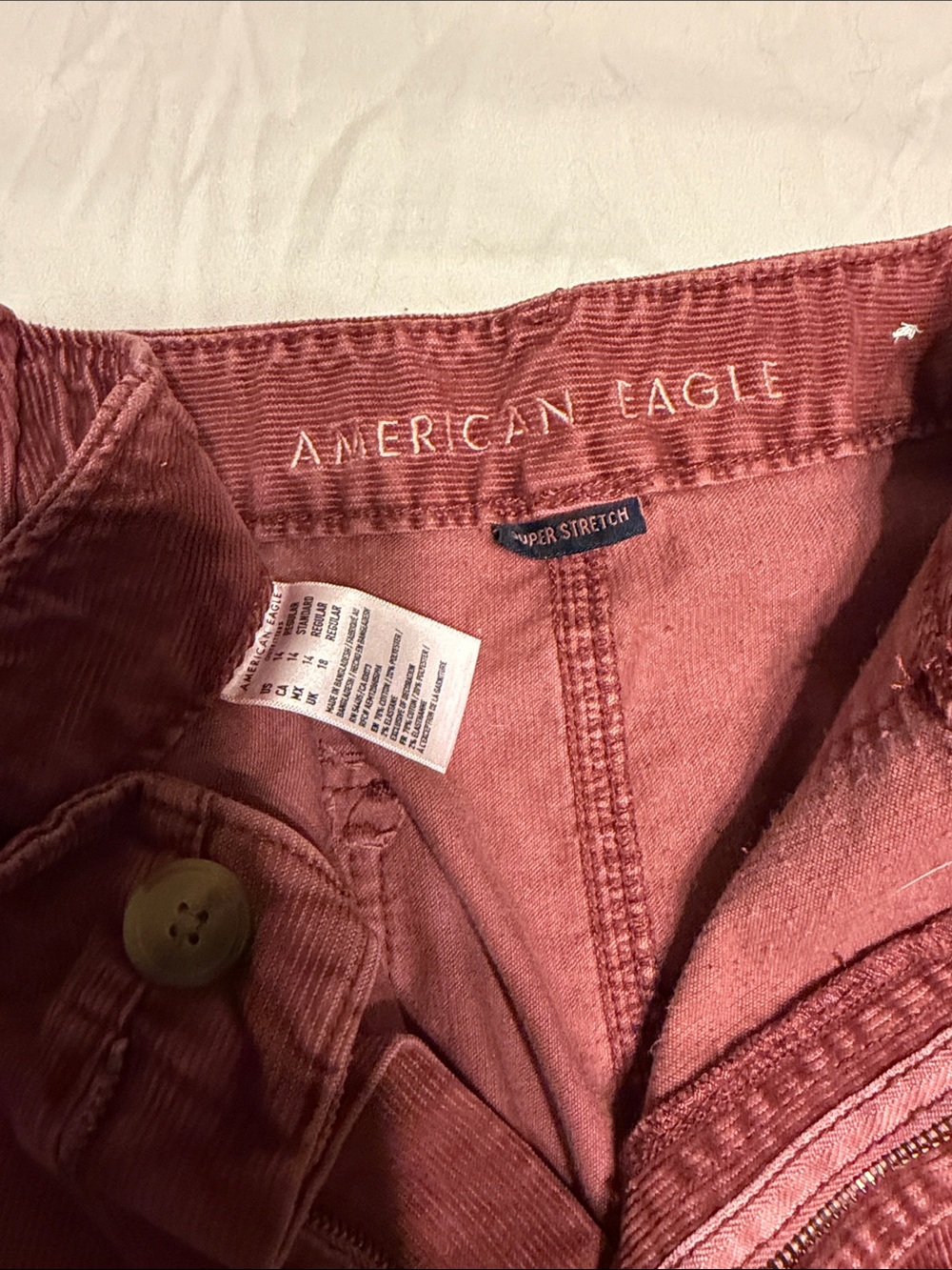 American Eagle Outfitters Women's Super Stretch Corduroy Jeggings - Dusty Rose